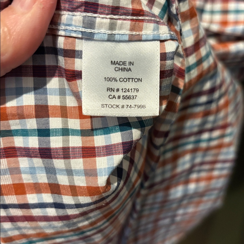 Johnston & Murphy Men’s XL Multi-Color Gingham/Plaid Long Sleeve 100% Cotton - Picture 8 of 10